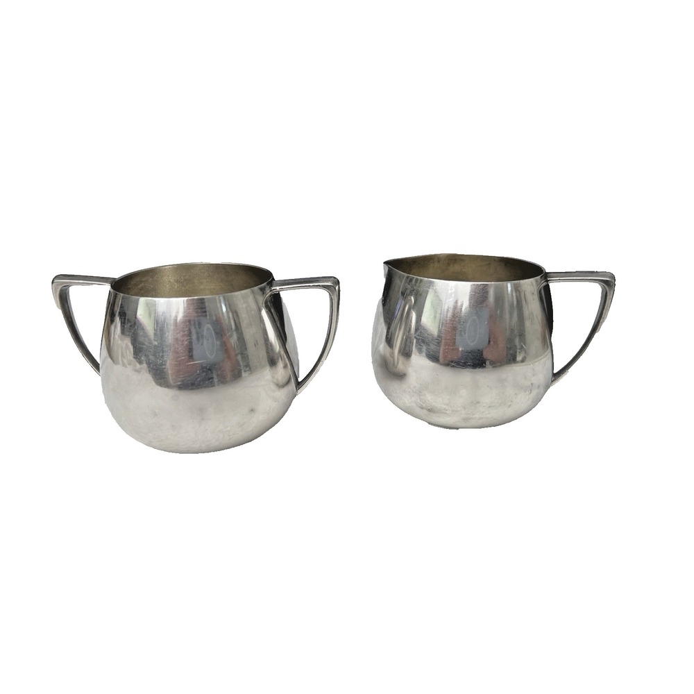 Empire Crafts Silver-plated Mid-Century Modern Sugar‎ Bowl Creamer Set Quadruple